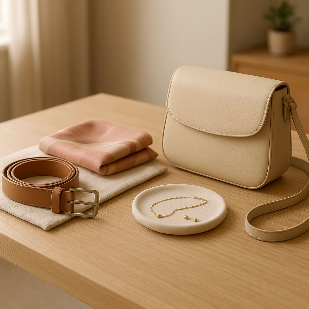 Accessoires auf einem Boutique-Tisch