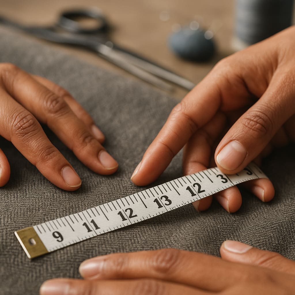 Messband und Stoff bei Anpassungsarbeiten